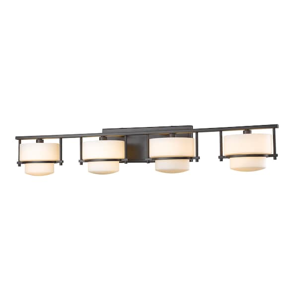 Z-Lite Porter 4 Light Vanity, Bronze & Matte Opal 3030-4V-BRZ-LED - main